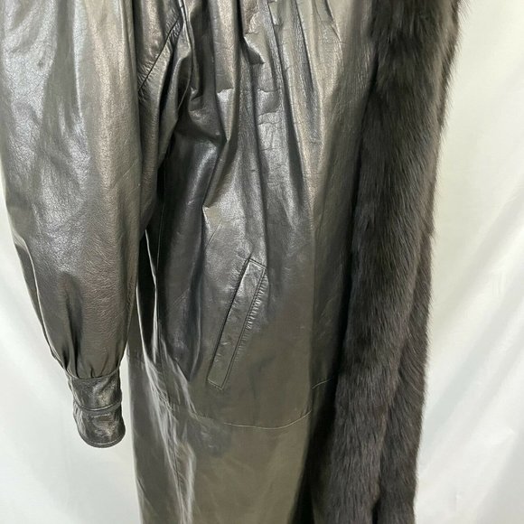 J. Percy for Marvin Richards LONG Duster Leather Jacket Fox Fur Lined Jacket M - Picture 6 of 11